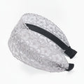 Embroidered Lace Padded Headband - Gray