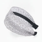 Embroidered Lace Padded Headband - Gray