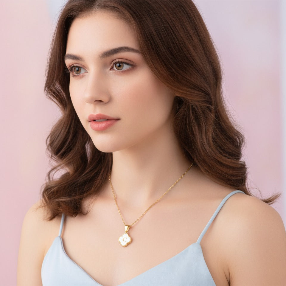 Butterfly Initial Pendant Necklace - Gold