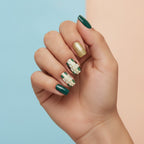 Press-On Nail Set, 12-Piece - Forest & Gold