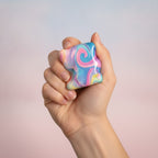 Trippy Eyes Squishy Cube - Swirl Marble - squeeze in hand