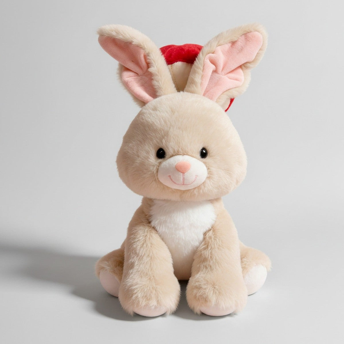 Cream Bunny Plush Toy With Red Heart Headband – novelty & toys (view 1)