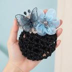 Butterfly Flower Lace Hair Claw - Blue