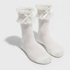 White Lace Bow Ruffle Crew Socks – apparel accessories (view 1)