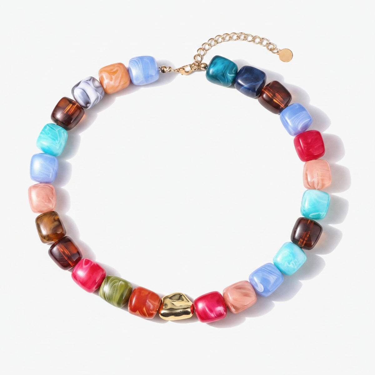 Chunky Colorful Beaded Necklace - Jewel Mix Alt