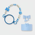 Blue Bow Beaded Keychain Charm Set Blue