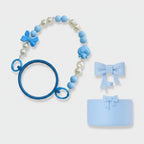 Blue Bow Beaded Keychain Charm Set Blue