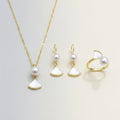 Pearl Fan Gold Necklace and Earring Set – jewelry