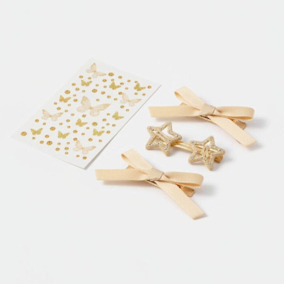 Butterfly & Star Hair Clip Set - Yellow – hair accessories (view 1)