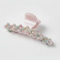 Floral Beaded Hair Claw Clip - Pink 12.2cm – hair accessories (view 1)