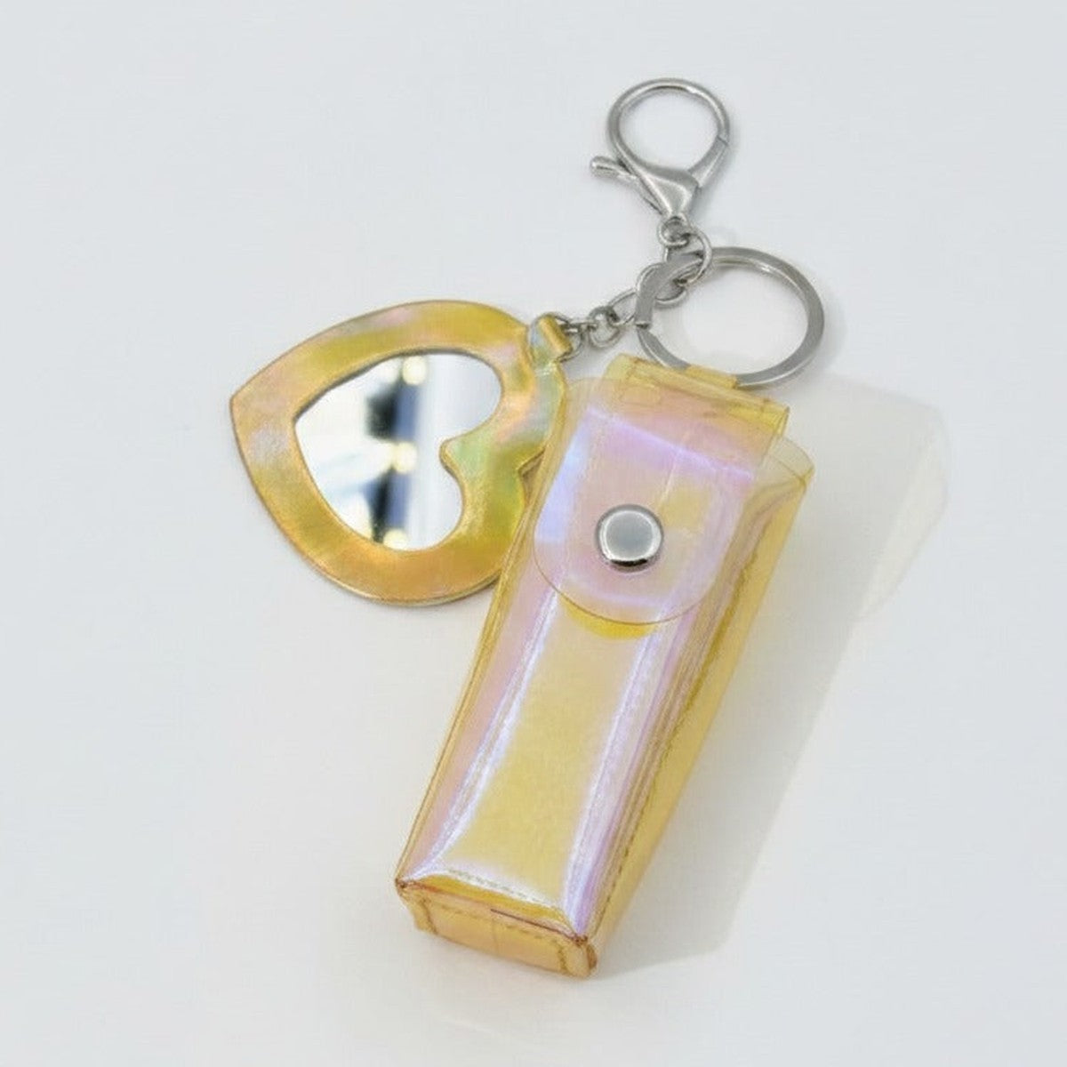 Holographic Heart Charm Keychain - Yellow