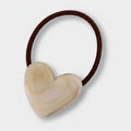 Heart Charm Cream Hair Tie Scrunchie – hair accessories