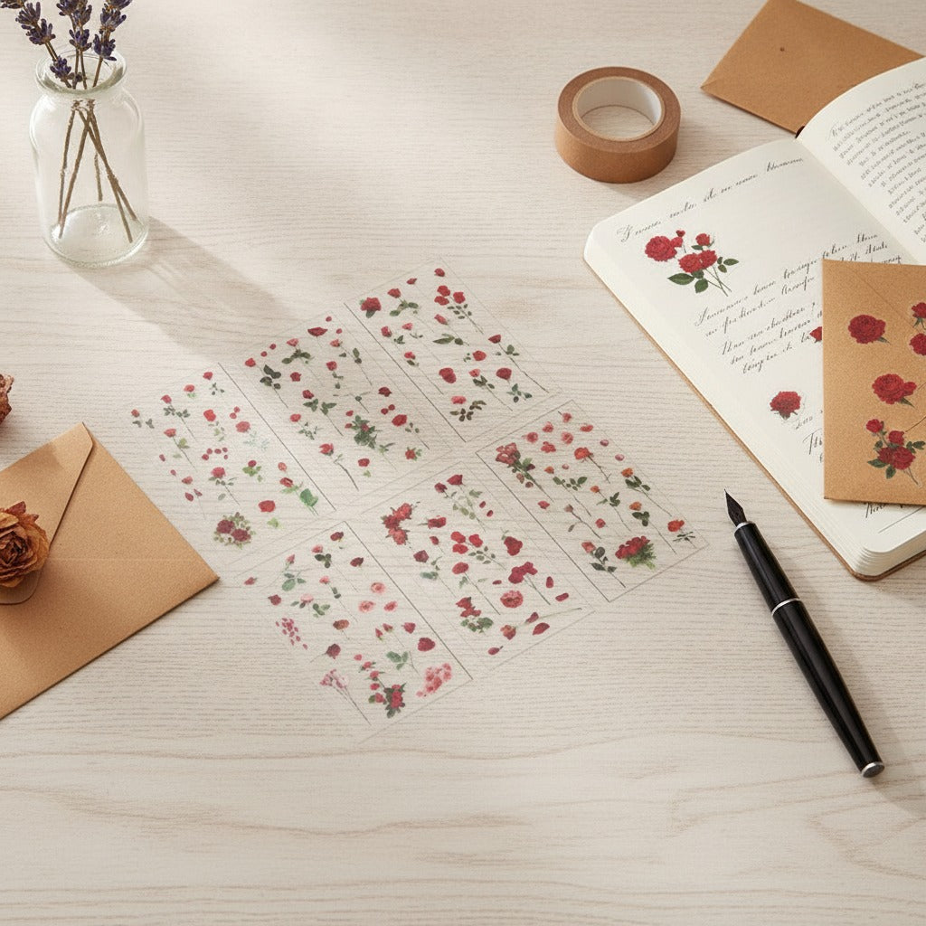 Pressed Rose Sticker Sheet Set - Rose Garden