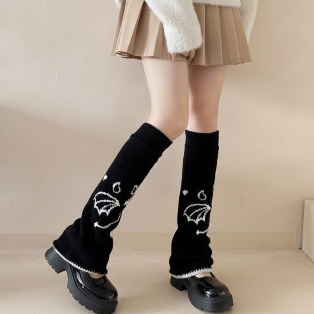 Butterfly Graphic Crew Socks - Black