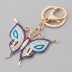 Ornate Butterfly Keychain Charm - Navy & Light Blue