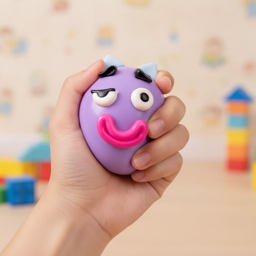 Squishy Pup Stress Ball - White - squeeze in hand