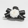 White Rose Black Bow Hair Claw Clip – hair accessories (view 1)