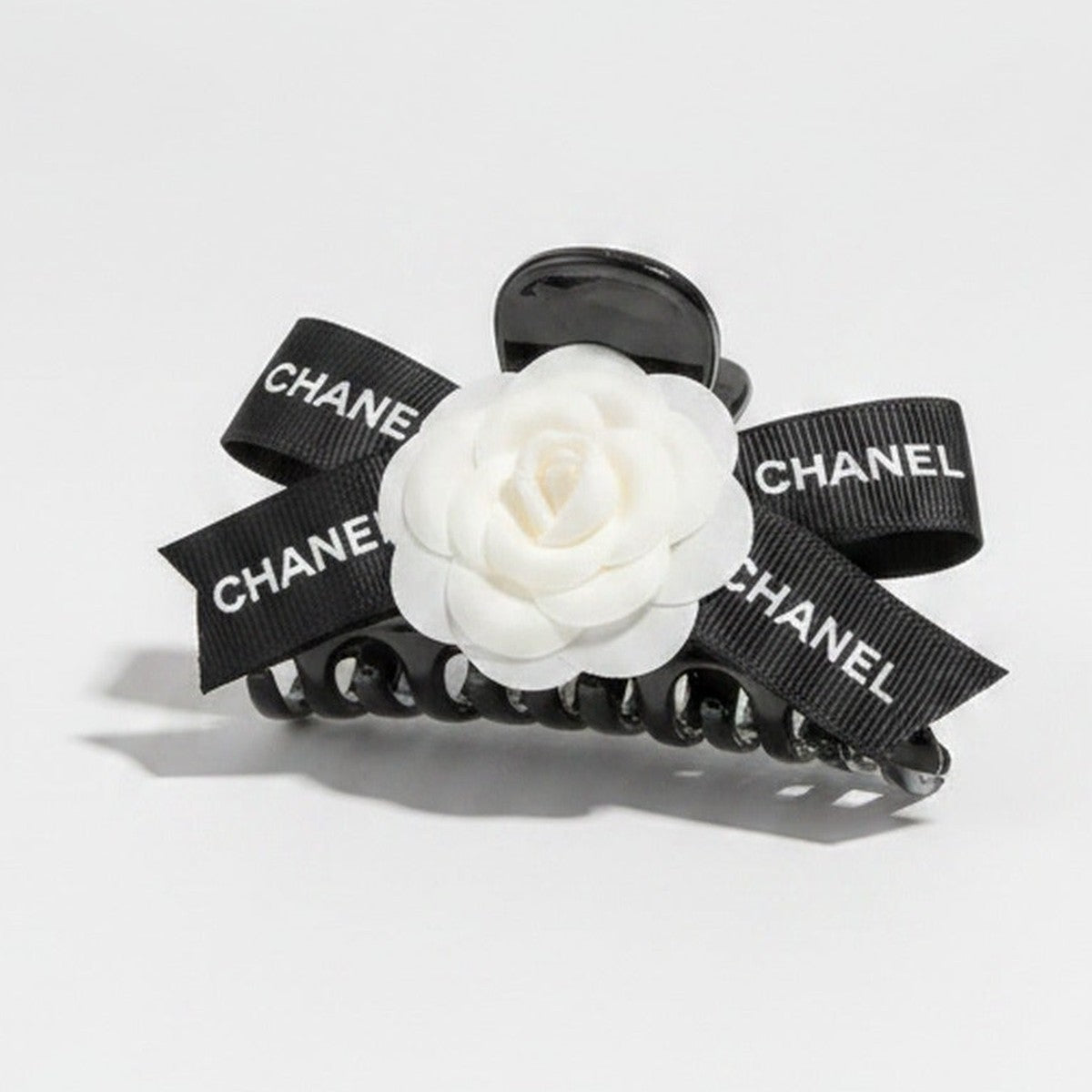 White Rose Black Bow Hair Claw Clip – hair accessories (view 1)