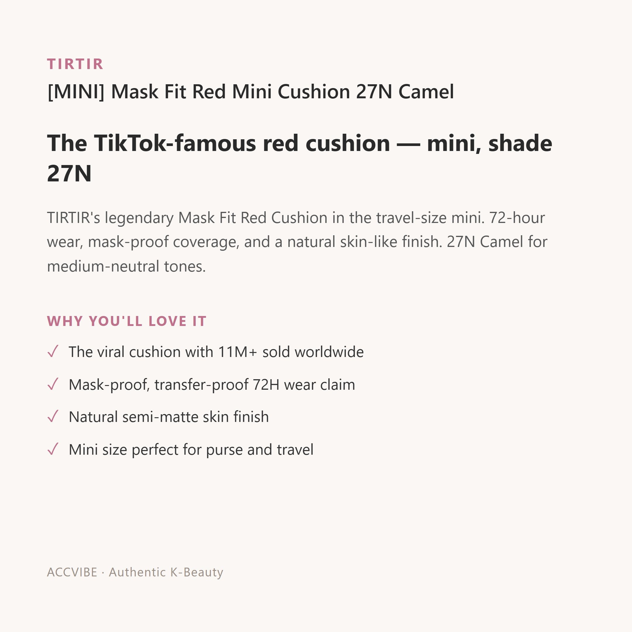 [MINI] Mask Fit Red Mini Cushion 27N Camel