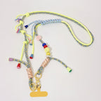Beaded Phone Charm Strap With Tassel - Blue & Yellow – tech (view 1)