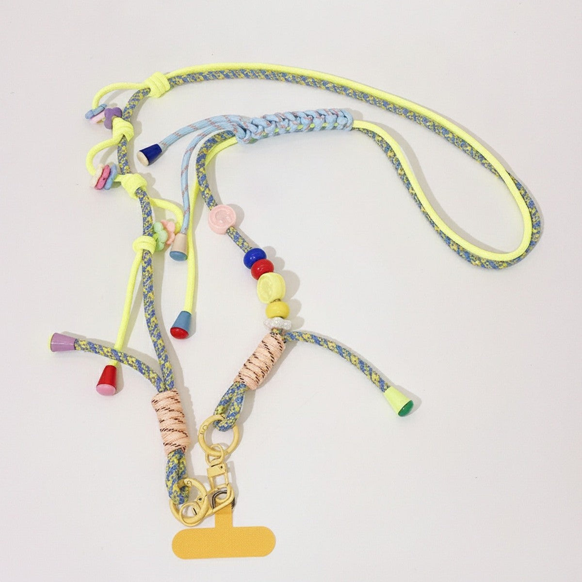 Beaded Phone Charm Strap With Tassel - Blue & Yellow – tech (view 1)