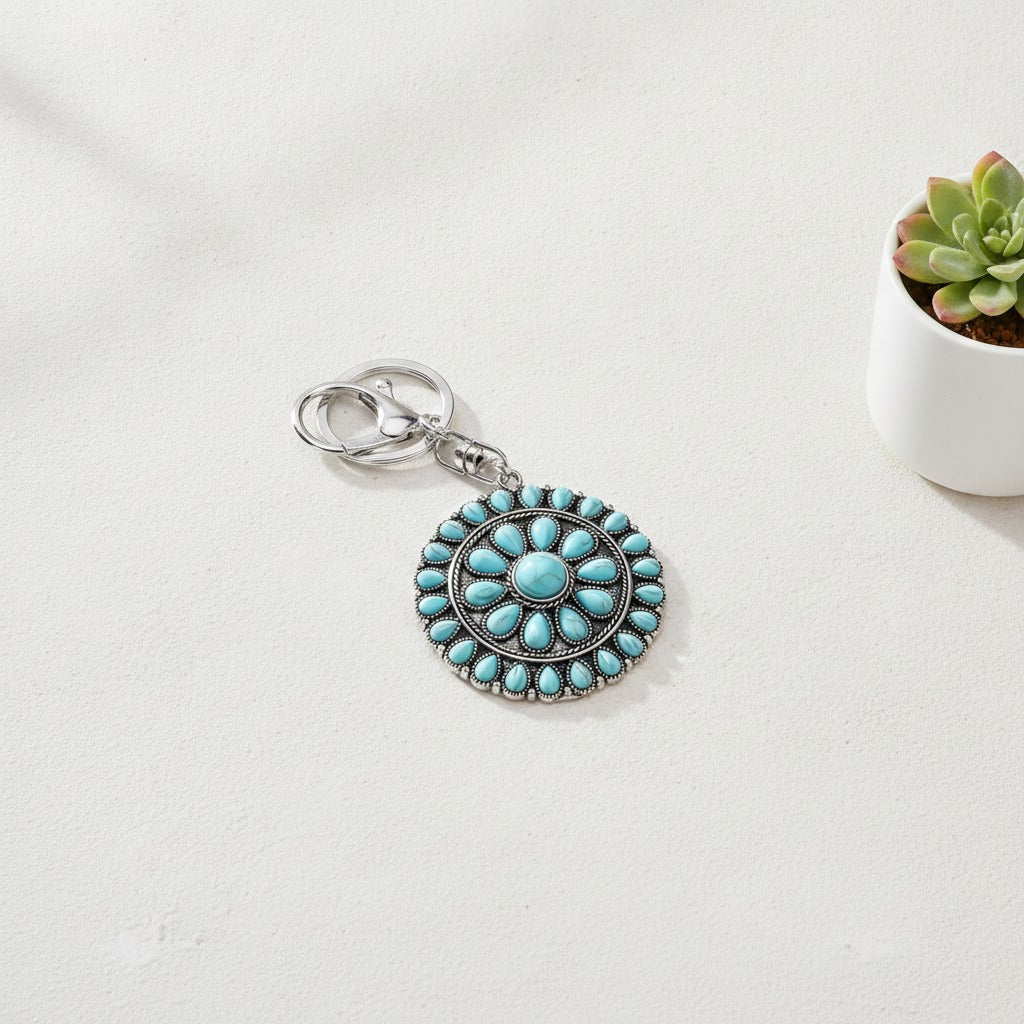 Turquoise Sunburst Keychain