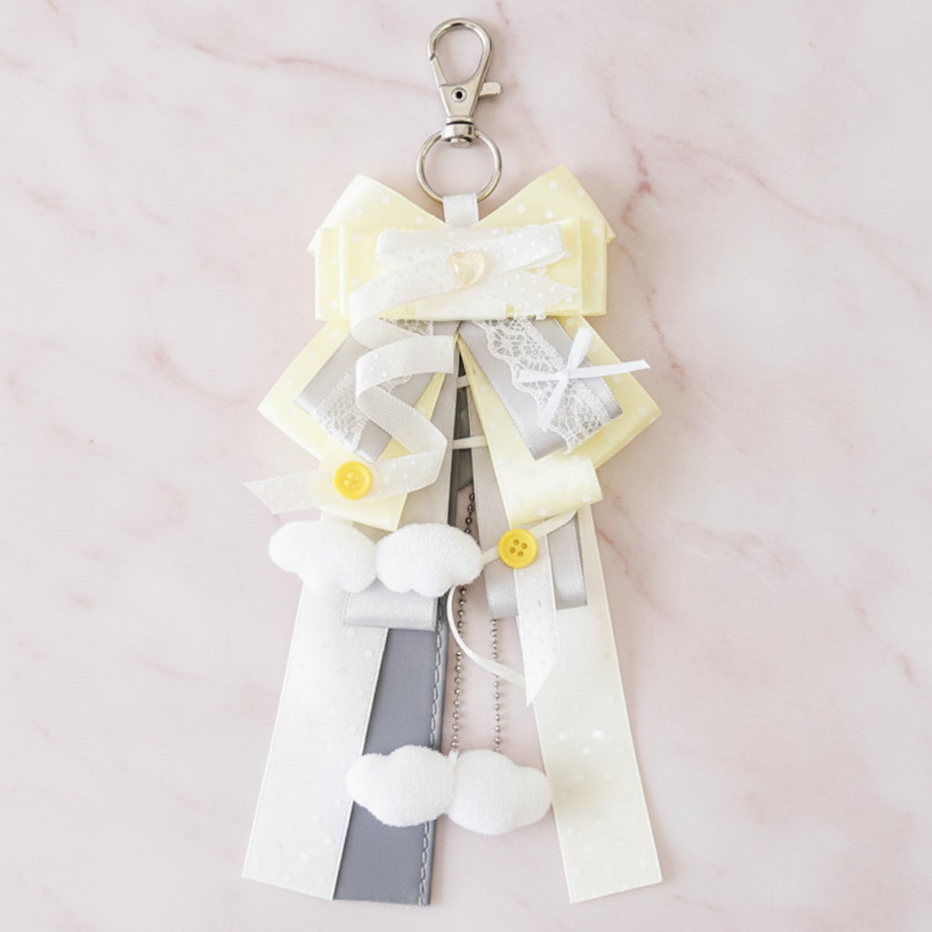 Ribbon Bow Bag Charm - Pale Yellow