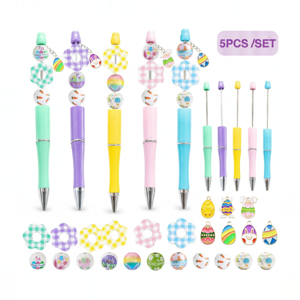 Beaded Charm Pen Set - Classic 5-Pack