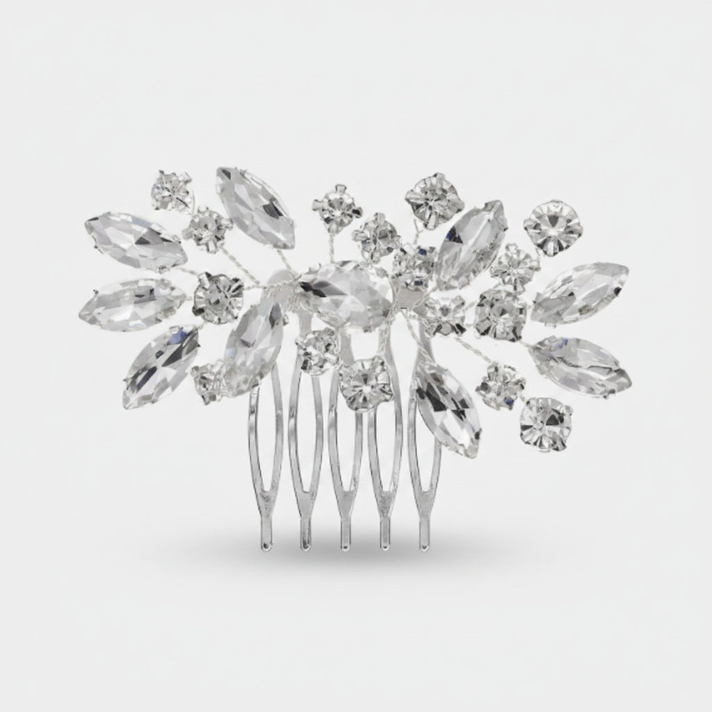 Crystallized Statement Hair Comb Silver