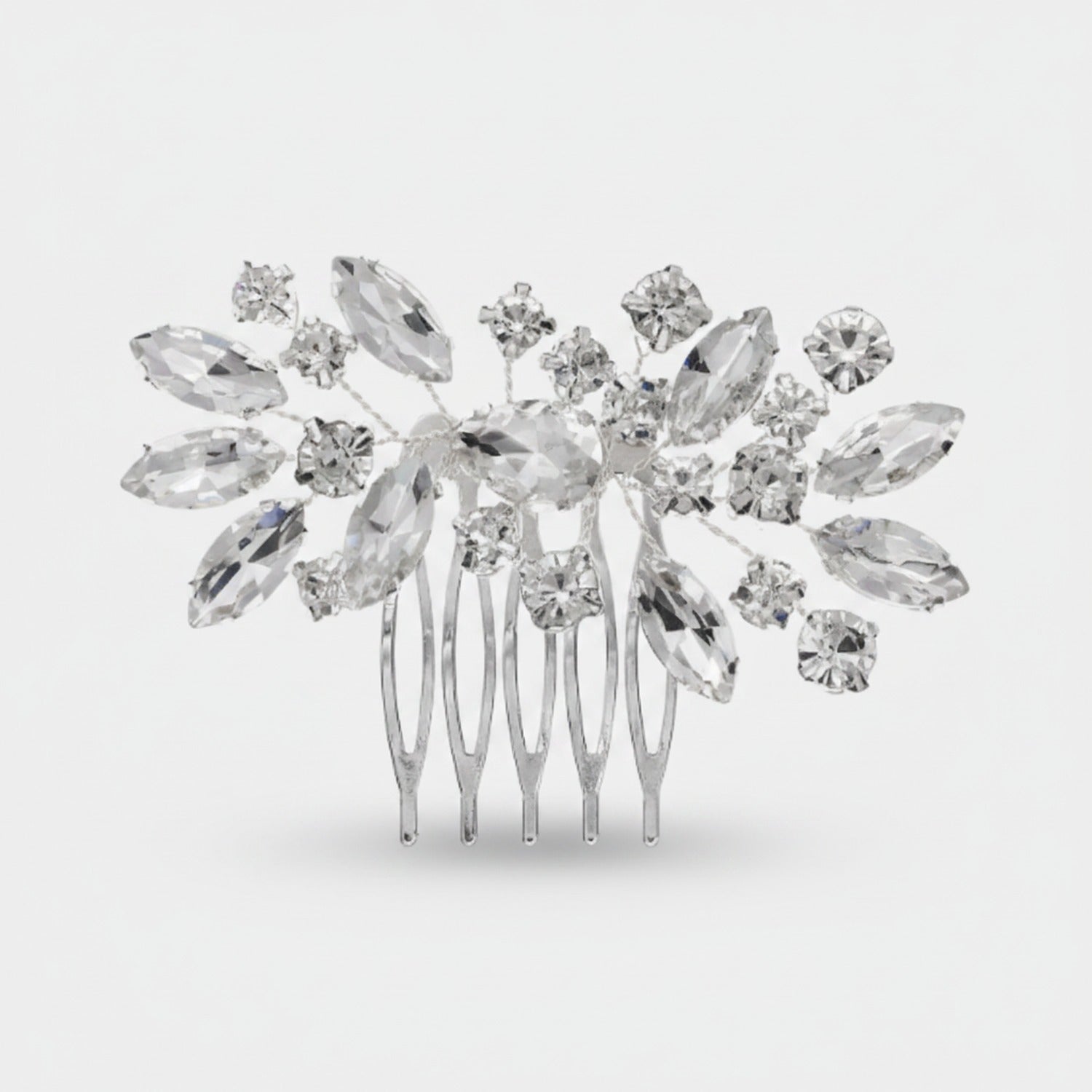 Crystallized Statement Hair Comb Silver