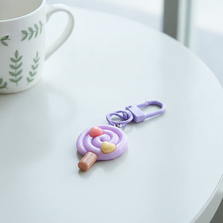 Lollipop Charm Keychain - Purple