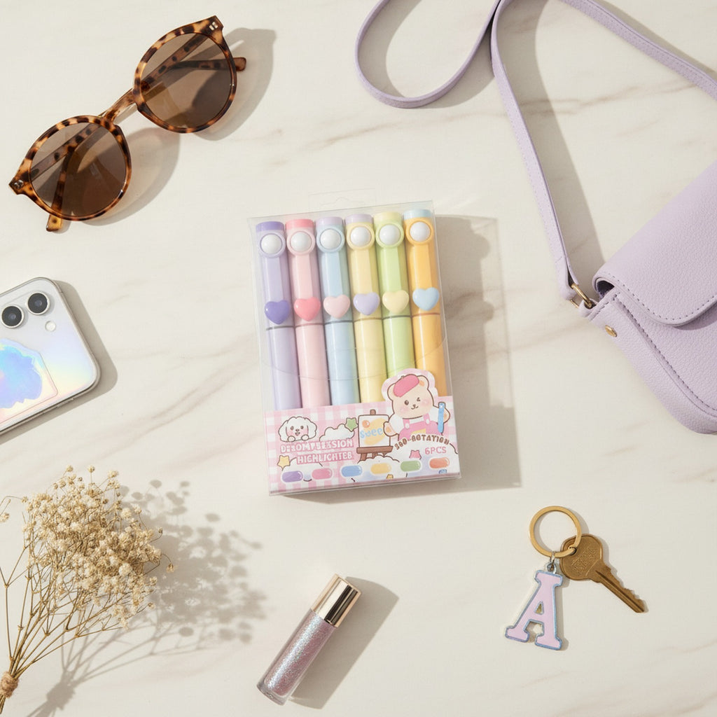 Pastel Heart Charm Pen Set Pastel Rainbow Hearts
