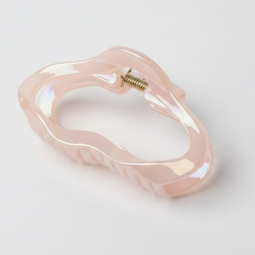 Wavy Pearl Hair Claw Clip - TCB-1087 Electroplated Pearl Jelly Pink – hair accessories (view 1)