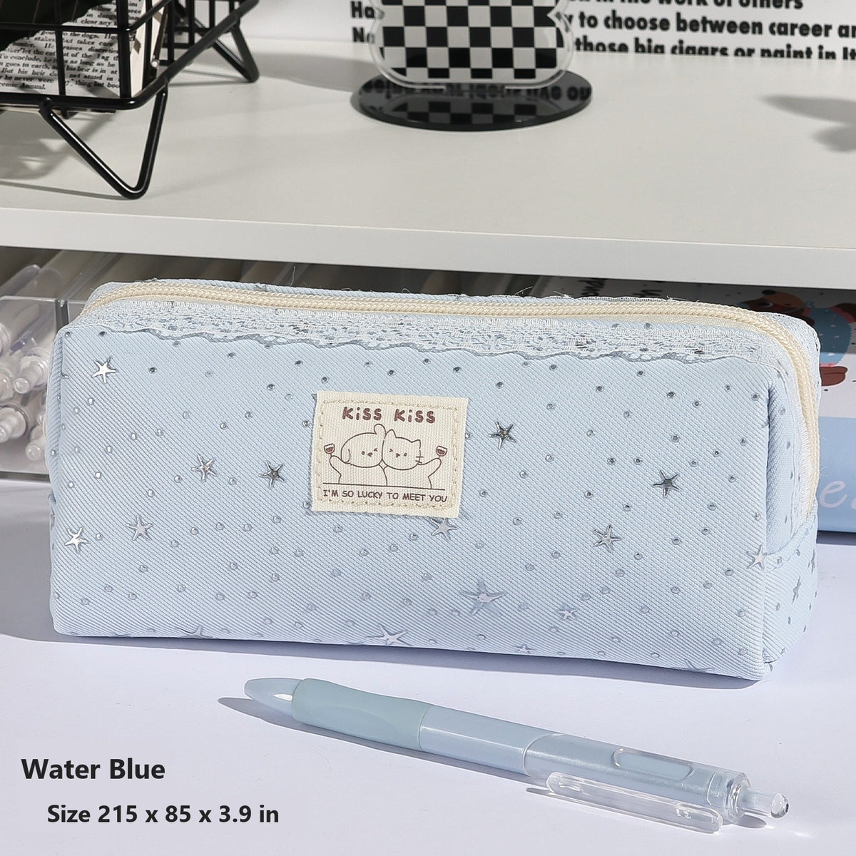 Star-shaped large capacity pencil case - Blue