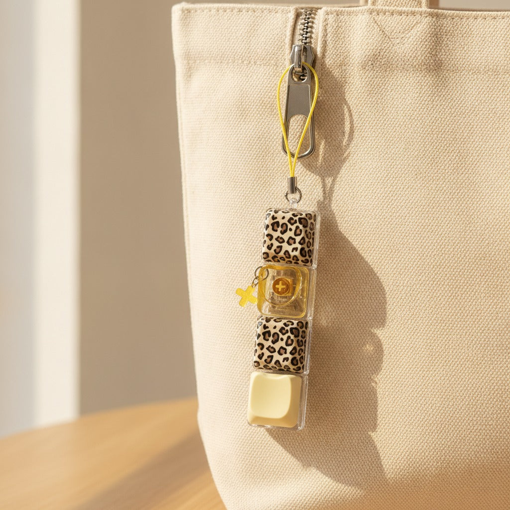 Leopard Print Nail Polish Keychain - Brown Leopard