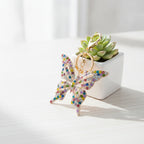 Rainbow Rhinestone Butterfly Keychain - Multicolor