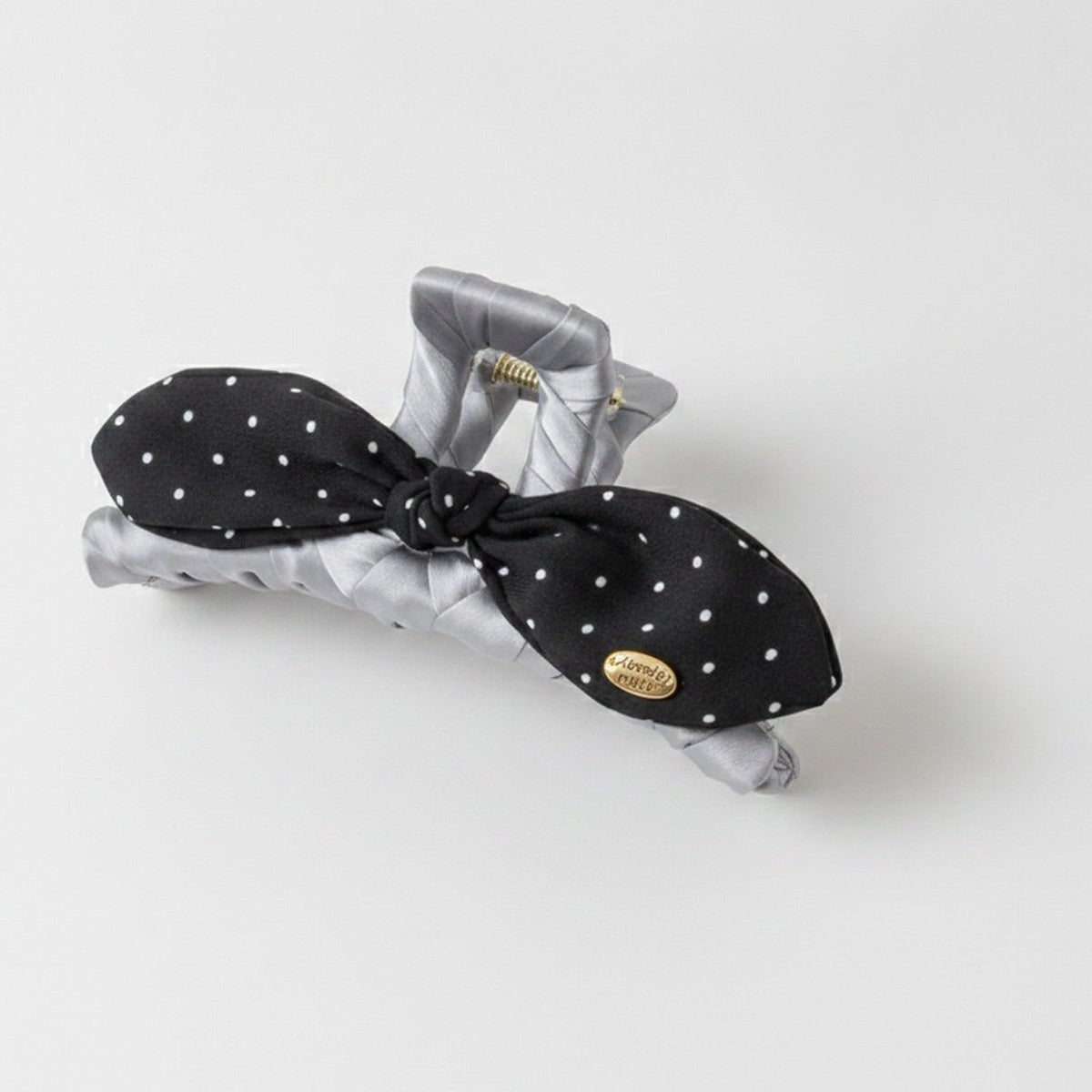 Black Polka Dot Bow Hair Claws Pair – hair accessories (view 1)