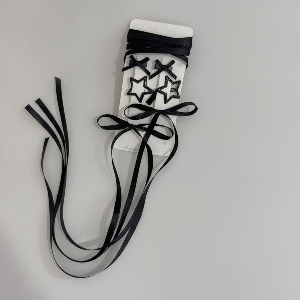 Star Bow Hair Clip Set - Black – hair accessories (view 1)