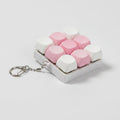 Mini Keyboard Key Keychain - White & Pink