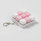 Mini Keyboard Key Keychain - White & Pink