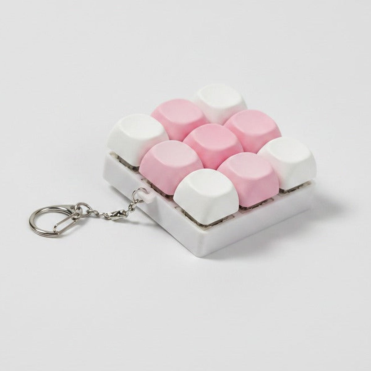 Mini Keyboard Key Keychain - White & Pink