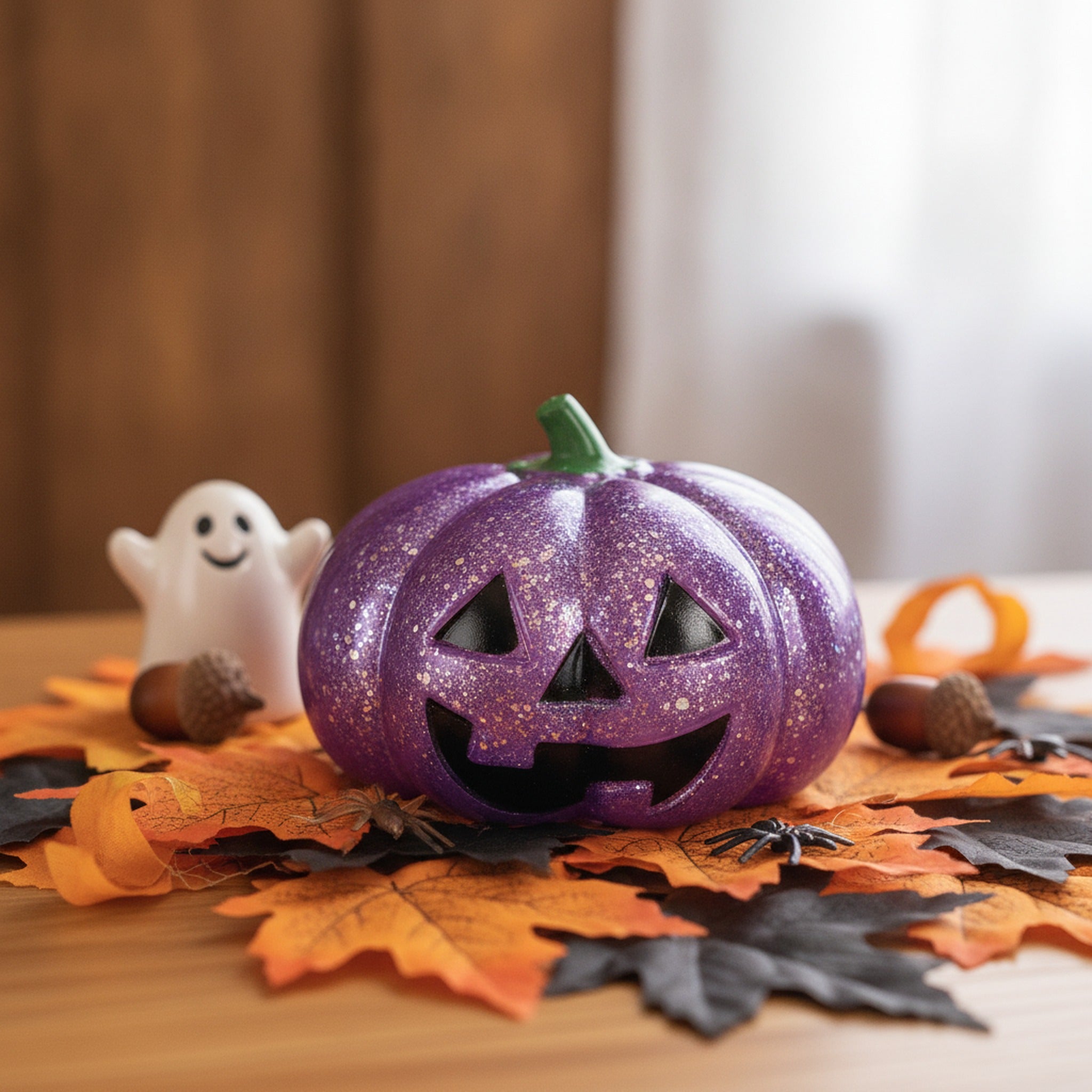 Glitter Pumpkin Squishy - Purple Glitter