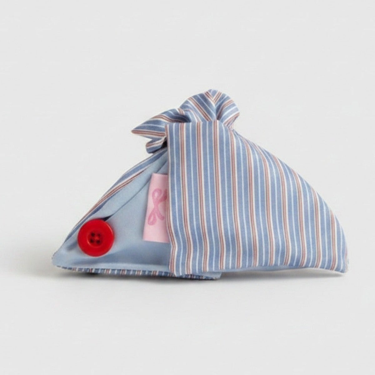 Striped Blue Hair Claw With Red Button Detail – hair accessories (view 1)