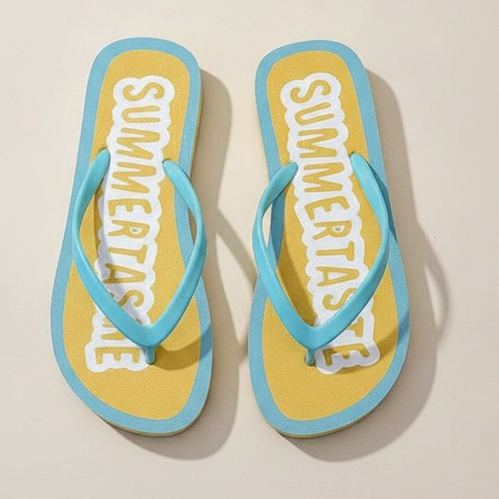 Yellow Summertime Flip-Flops Beach Sandals – apparel accessories (view 1)
