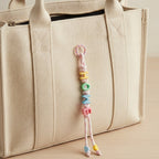 Beaded Letter Charm Keychain - Type 3