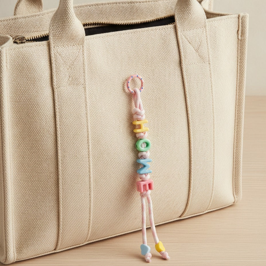Beaded Letter Charm Keychain - Type 3