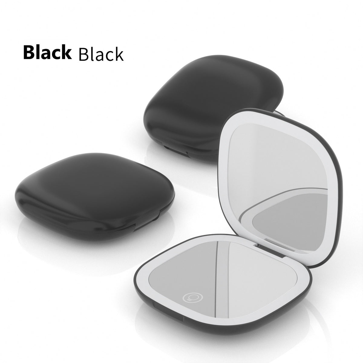Portable LED makeup mirror, folding beauty mirror - Black