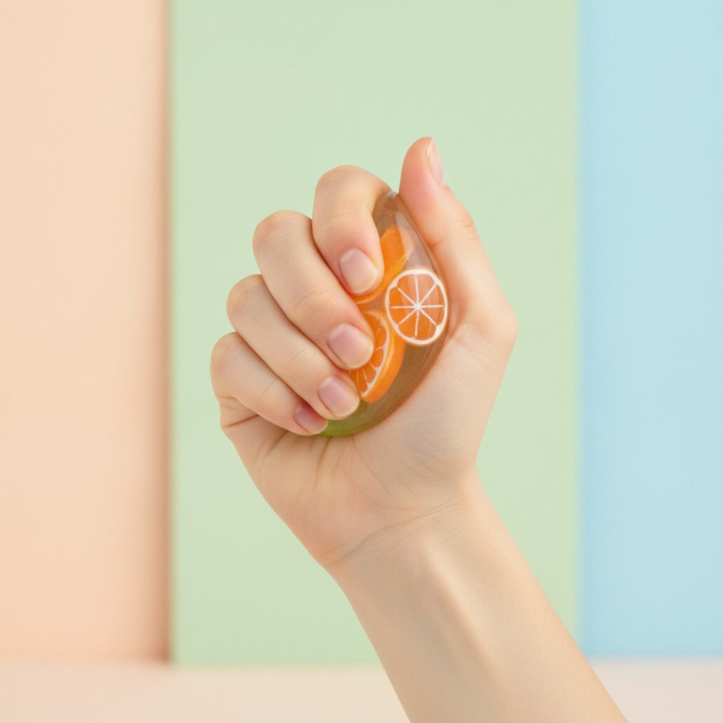 Fruit Jelly Squishy Ball - Lemon - squeeze in hand