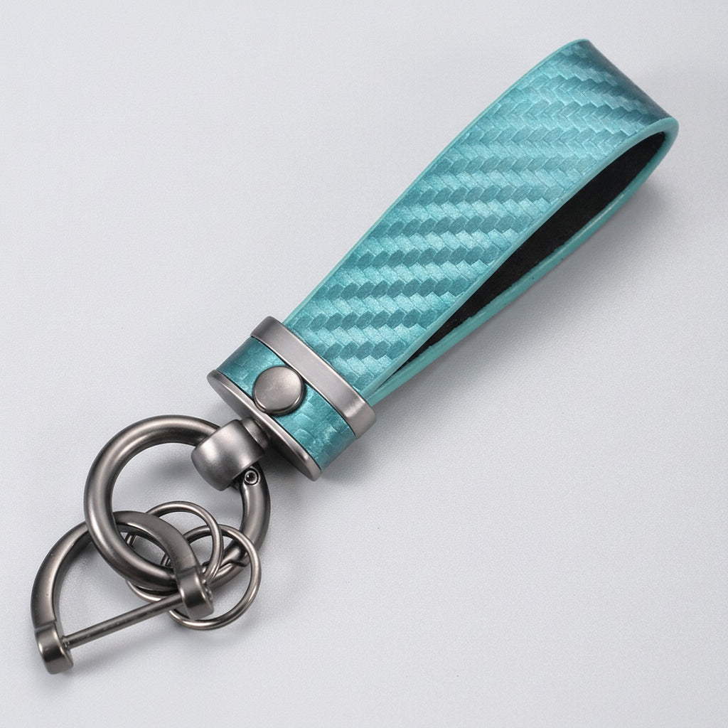 Textured Tube Keychain with Metal Hardware Green