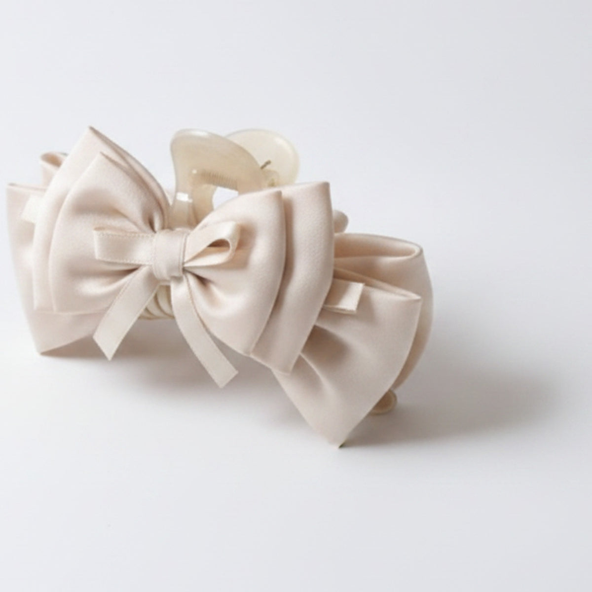 Velvet Bow Hair Claw Clip - Beige Butterfly Claw Clip – hair accessories (view 1)
